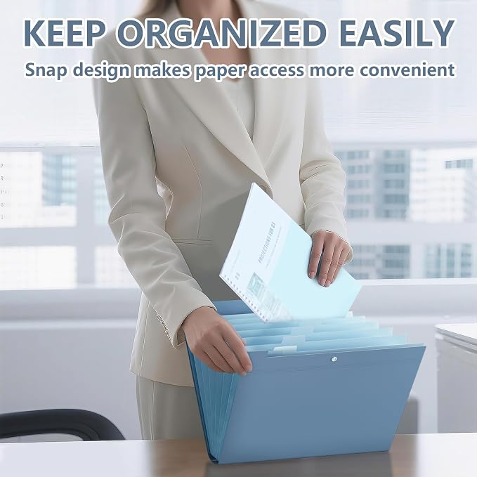 2Pack Accordion File Organizer Expanding File Folder with 8 Pockets Office | Letter Size Portable Paper Document Organizer for Office Home Business Supplies, Student Classroom Storage - Image 6