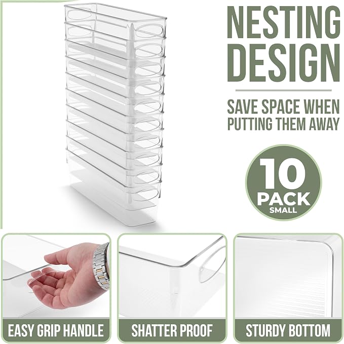 Sorbus Fridge Organizers and Storage, Clear Bins (Small, 10 Pack) | Plastic bin with easy access for cabinets, packaged food, produce and household supplies; contents stay visible for sorting - Image 2