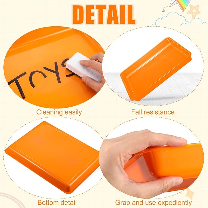 Maitys 15 Pack Plastic Art Trays 12 x 16 Inch Activity Crafts Trays Sensory Tray DIY Projects, Painting, Beads, Jewelry Office Home Organizer Arts and Crafts Supplies(Orange) - Image 2