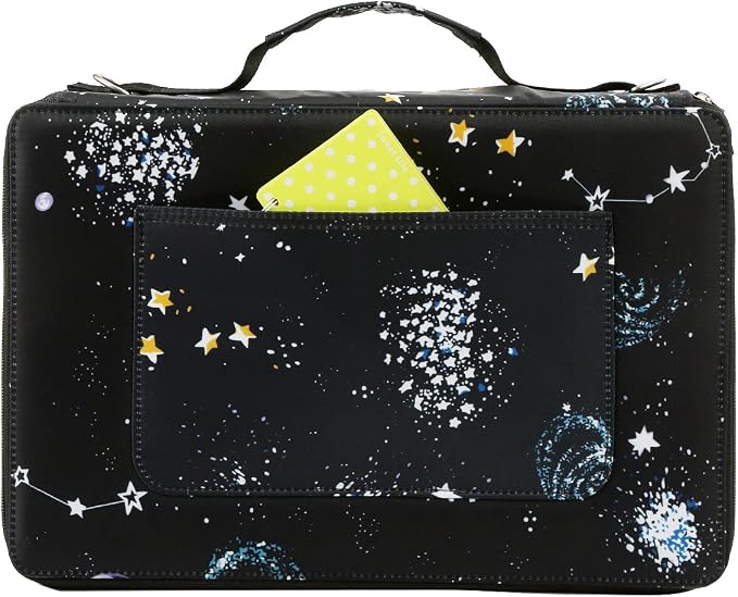 480 Slots Pencil Case, 5-Layer Organizer with Shoulder Strap | 5-layer twill oxford case with 480 elastic slots, carry handle, removable strap, and outer pocket for phone or keys. - Image 5