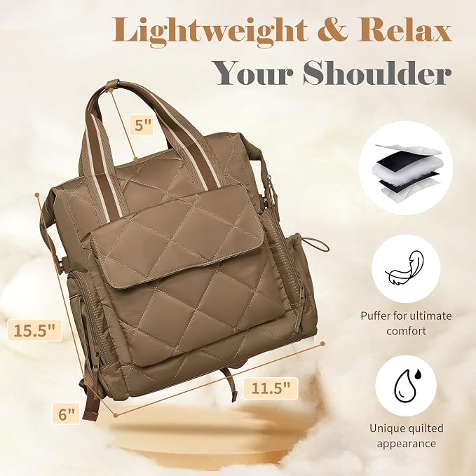 Omanmoli Diaper Bag Backpack Quilted Baby Bag Travel Breast Pump Backpack | 11 Organizing Pouches,Large Insulated Cooler Compartment,Wipe Pocket,Insulated Pocket,Stroller Straps,Changing Pad - Image 3