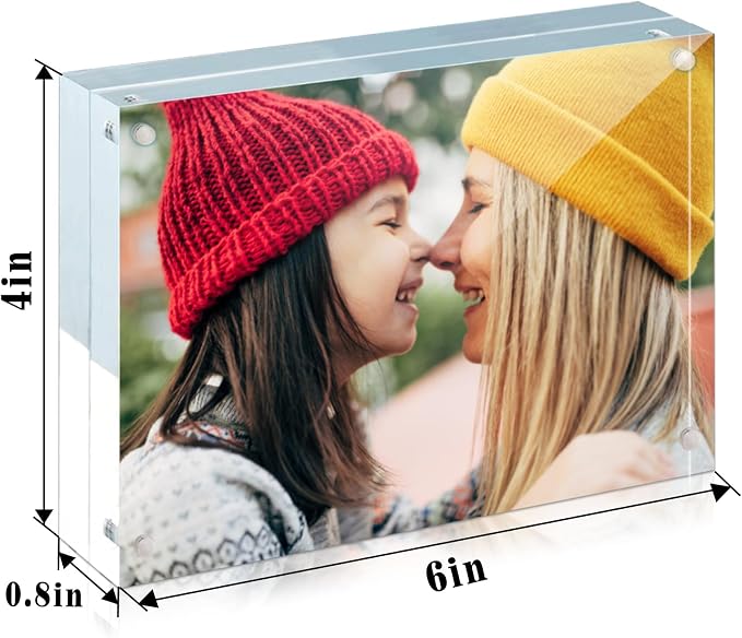 ILYXY 5 Pack Acrylic Frame 4x6, 20% Thicker, 20mm Thick Frameless Clear Picture Frame, Double Sided Magnetic Photo Frame, Free Standing Desktop Display Stand Acrylic Picture Frames - Image 6