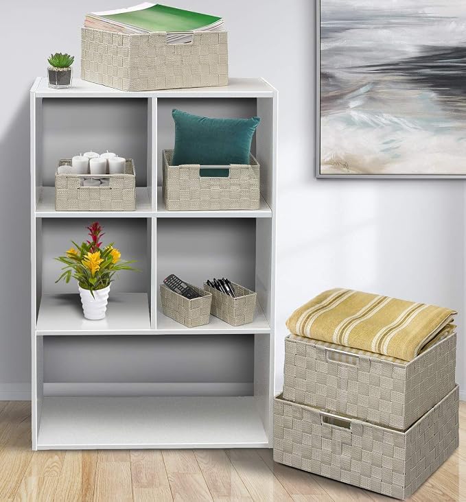 Sorbus Storage Baskets for Organizing (Set of 7), Mesh Hand-Woven Design, Linen Closet Organizers and Storage, Organizer Storage Baskets for Shelves, Variety Pack Organizers and Storage (Beige) - Image 2