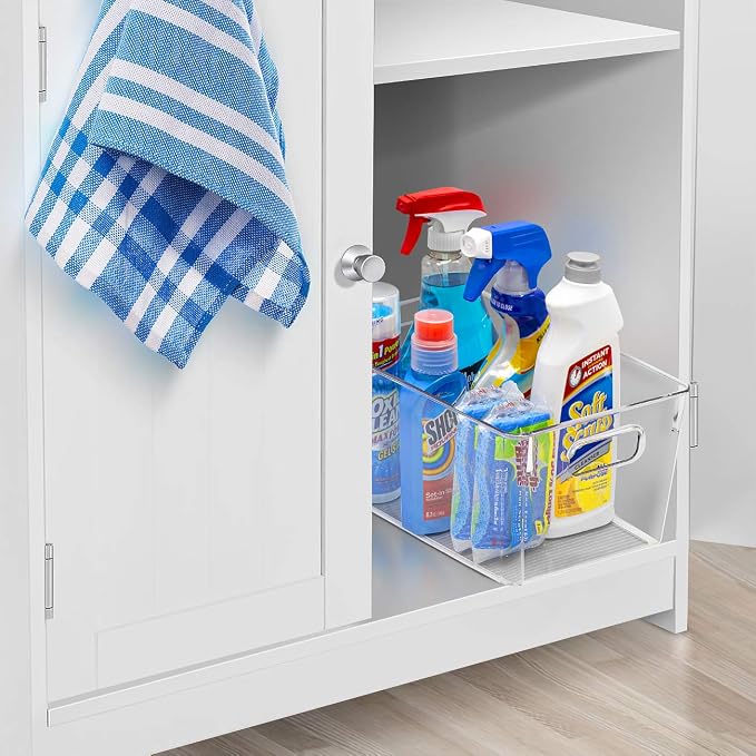 Sorbus Fridge Organizers and Storage, Clear Plastic Bins (Medium, 2 Pack) | Handled containers keep crafts, clothing and household supplies sorted across pantries, cabinets, refrigerators and closets. - Image 2