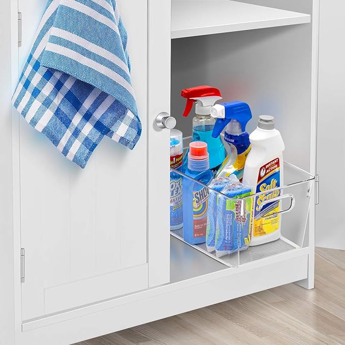 Sorbus Fridge Organizers and Storage, Clear Plastic Bins (Medium, 4 Pack) | Handled containers keep crafts, clothing and household supplies sorted across pantries, cabinets, refrigerators and closets. - Image 2