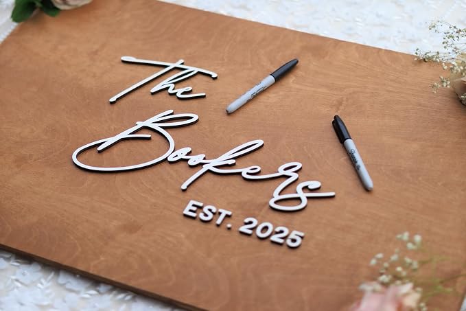 Personalized Last Name Guest Book, Unique Guest Book Sign, Custom Alternative Guest Book, Wooden Guest Book, Wedding Ceremony Guestbook Sign (Design 1) - Image 8