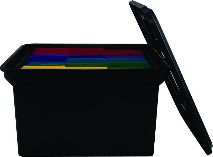 Advantus File Tote with Lid, 18 x 10.75 x 14 Inches, Black, Case of 8 (34052CT) - Image 6