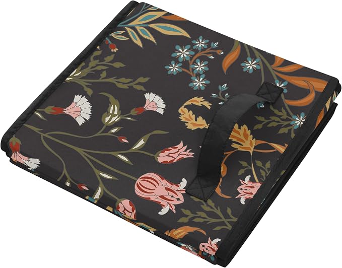 Sweet Jojo Designs Boho Wildflower Vintage Floral Girl Collapsible Fabric Storage Cubes Foldable Bins Organizer Boxes Kids Baby Childrens Toys Set of 2 Black Orange Teal Bohemian Farmhouse Cottagecore - Image 4
