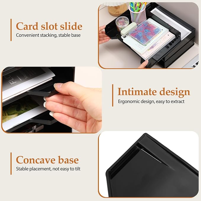 DoubleFill 6 Pcs Stackable Letter Tray Plastic Paper Tray, Black | 13 x 9.5 x 2.6 In, Rectangular, Paper Holder, File Tray for Desktop Office Desk Drawers - Image 4