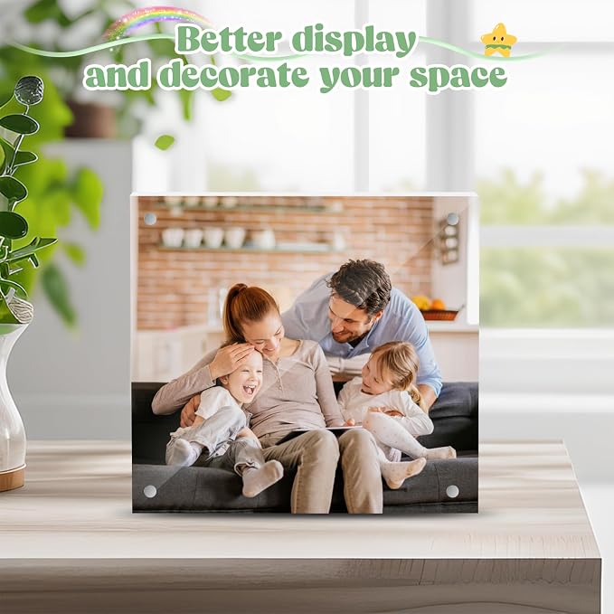 4x4 Acrylic Picture Frames 24 Pack, Clear Double Sided Photo Frames | Double-Sided Magnetic Acrylic Frames Desktop Display for Wedding Table Numbers Bedroom Home Office - Image 3