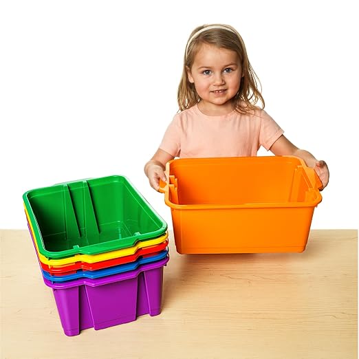 Really Good Stuff Classroom Stacking Bins, Set of 6 | 14" L x 10" W x 5.75" H - Image 7