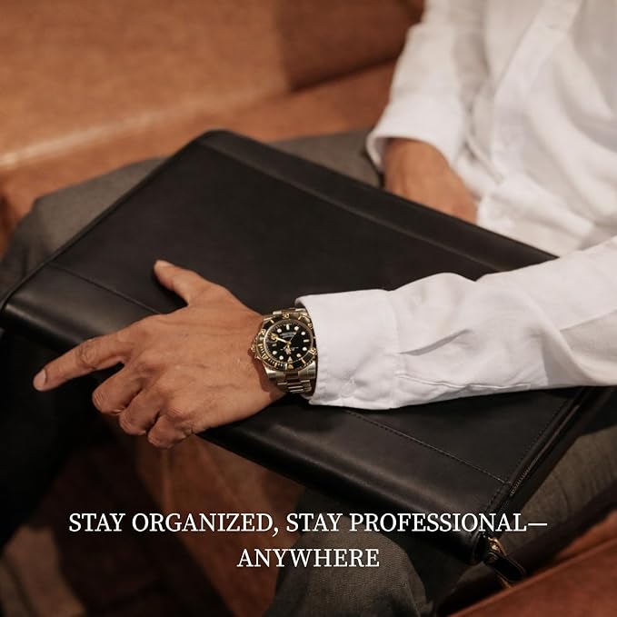 Leather Padfolio with Zipper – Business Portfolio for Men and Women, Legal Pad Portfolio, Leather Folder, Professional Padfolio for Meetings and Interviews - Image 7