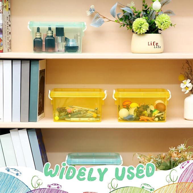 6 Pack Colorful Plastic Storage Bins with Lids 4 Quart Small Storage Latch Box Stackable and Nestable Clear Organizer Bins with Latching Handle and Buckle for Organizing(Cute Color) - Image 5