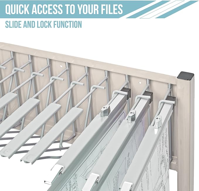 Adir Blueprint Rack and Clamps - 12 Pack of 36 Inch Blueprint Clamps and Mobile Blueprint Rack - Heavy-Duty Large Document Storage Solution for Blueprints, Posters, Maps, & Construction Plans - Image 4