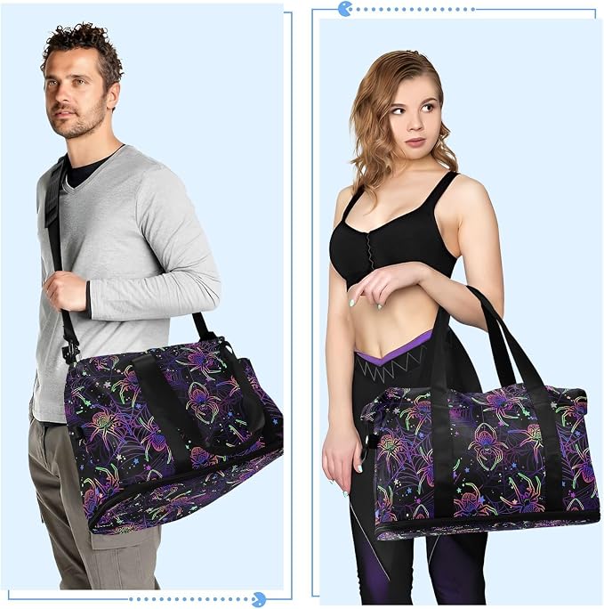 MNSRUU Travel Duffel Tote Bag Multi-colored Spiders Sports Duffel Bag with Wet Pocket Weekender Overnight Bag for Women Men Gym Bag, Carry On Bag Hospital Bag for Labor and Delivery - Image 5