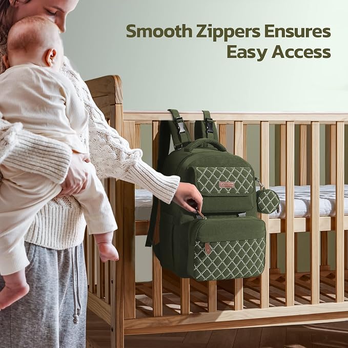 Large Diaper Bag,29L-45L Expandable Diaper Bag Backpack for 2 Kids/Twins Baby Stuff, with Removable Cross Body Bottle Bag for Mom/Dad,Stylish Baby Bag Gift for Boys/Girl-Army Green - Image 6