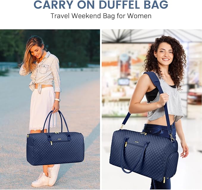 Women Weekender Travel Duffle Bag: Travel Duffel Overnight Bags with Shoe Compartment Large Carry on Tote with Toiletry Bag Weekend Traveling Yoga Gym Hospital Bag for Women with Wet Pocket Blue - Image 7