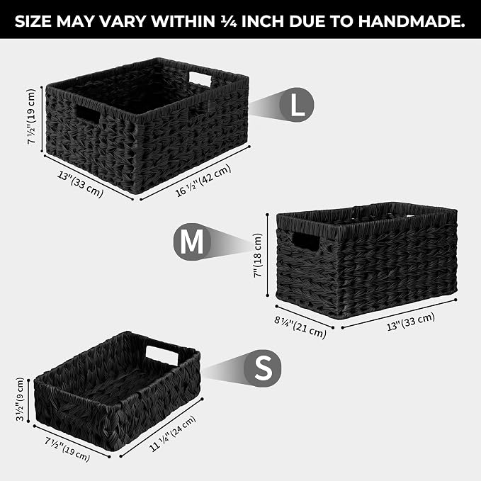 GRANNY SAYS Storage Baskets for Organizing, Waterproof Black Basket, 1-Pack | Handwoven Wicker Storage Basket for Shelves, Large Wicker Baskets for Organization,Decorative Basket,Woven Basket for Storage - Image 2