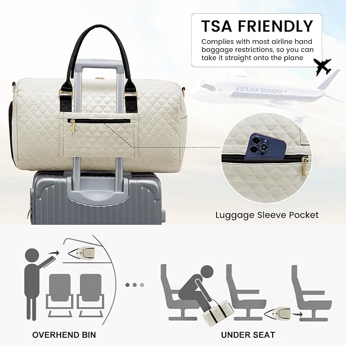 LOVEVOOK Travel Duffle Bag,Carry on Overnight Bag with Shoe Compartment,Weekender Bags for Women with Toiletry Bag,Gym Duffel Bag with Wet Pocket,Hospital Bags for Labor and Delivery - Image 5