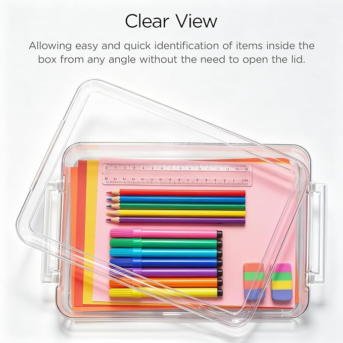 Citylife 3Packs Scrapbook Paper Organizer, Stackable Clear Organizer | Latches Designed for Photo,Art and Craft Supplies, A4 Paper, Office Files, Stationery,13.3x9.3x1.5 - Image 3