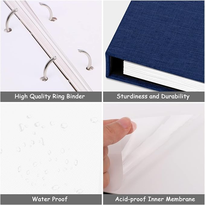 Zesthouse 18 In Photo Album Self Adhesive with Picture Display Window, 3-Ring Scrapbook Albums 60 Pages Holds 10x12 8x10 5x7 4x6 Photos, DIY Photo Book Ideal Gift for Family Wedding Baby - Image 5