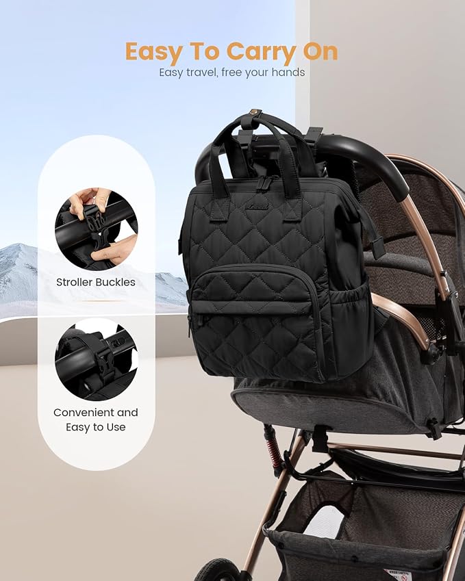 LOVEVOOK Small Diaper Bag Backpack, Mini Baby Bag for Girl Boy with Changing Pad, Diaper Backpack for Mom Dad with Stroller Buckles - Image 5