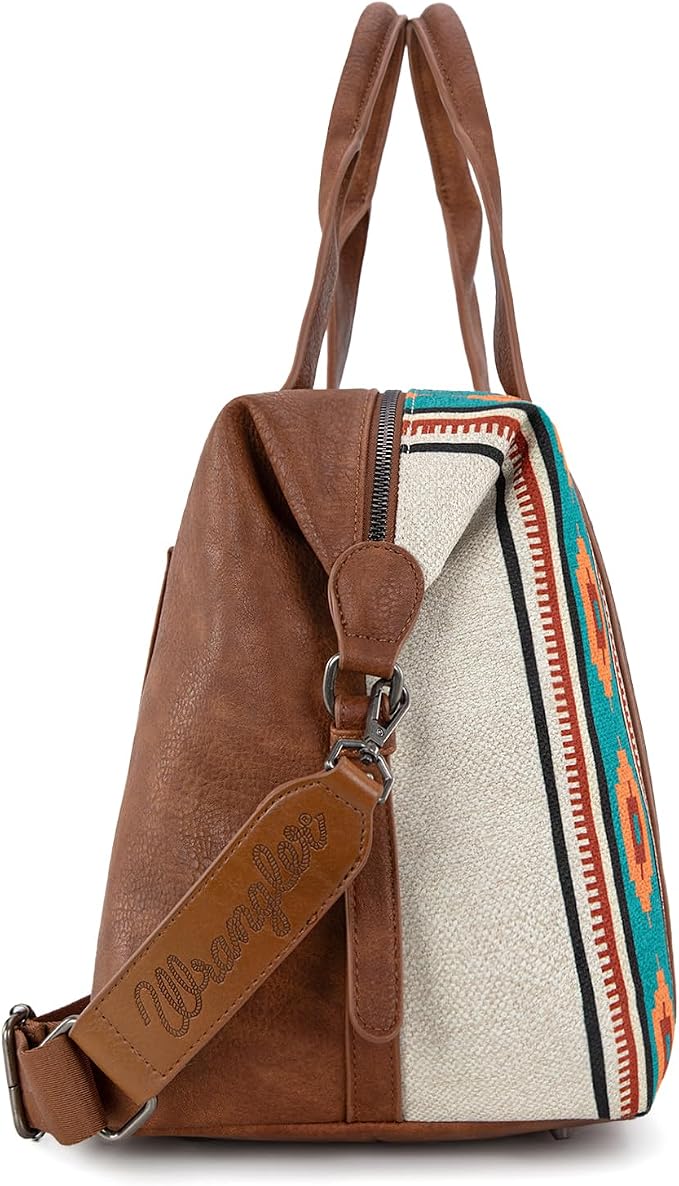 Wrangler Duffel Bag for Women Large Travel Weekender Bag Designer Aztec Carry On Bags, Beige - Image 2