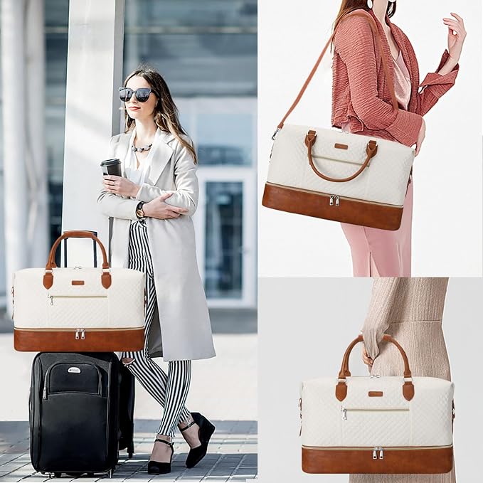 ITIEZY Weekender Bag for Women 21.5" Travel Duffel Large Carry On Bag 3PCS | Nylon Duffel Bag with Waterproof Shoe Compartment, Crossbody Bag and Toiletry Bag, Travel Weekend Hospital Overnight Gym Bag - Image 3