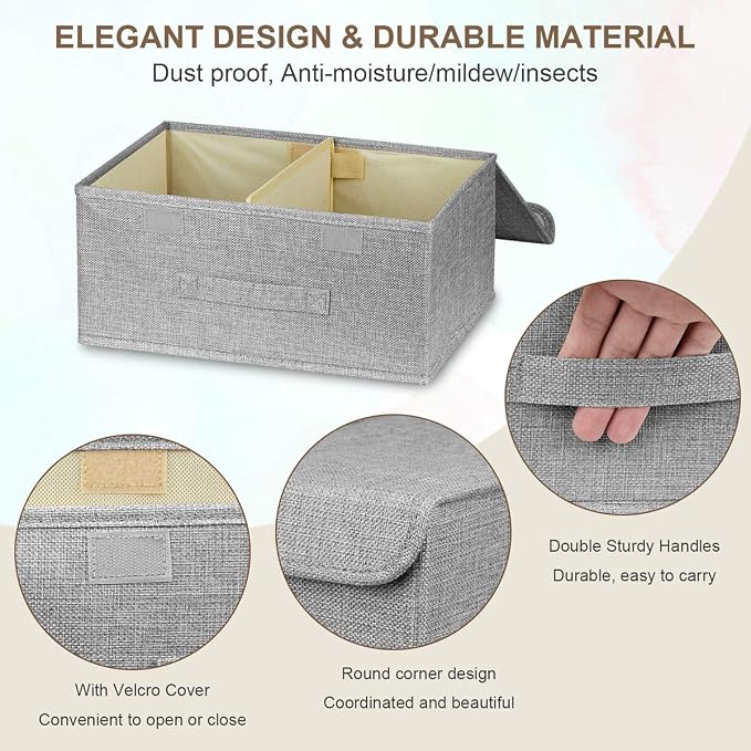 Storage Bins Linen Fabric Foldable Storage Boxes with Double Lids and Handles Fabric Storage Bin Organizer Box Containers for Nursery Home Bedroom Wardrobe - Image 4