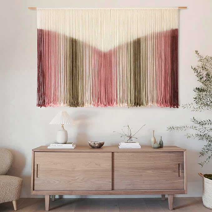 Macrame Wall Hanging Large Scale Tie Dye Yarn Wall Art Home Decor 57"W*35"L | For Bedroom Living Room Wall Art, Modern Home Design, Rustic Decor, Decorative Accent, Feature Wall Decoration - Image 2