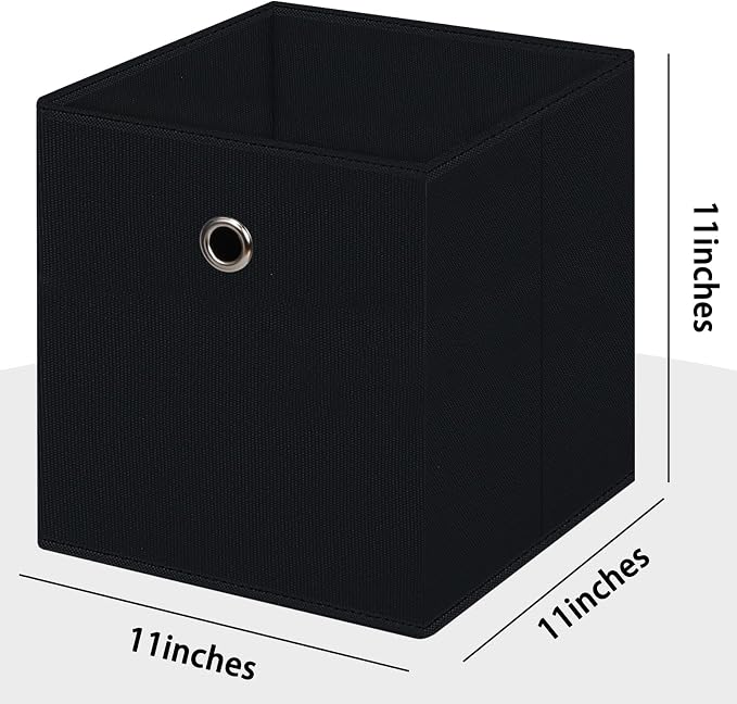 Black Foldable Storage Cubes Bins ,11 Inch Cloth Storage Cube Fabric Storage Box Cubes Organizer Baskets with Handles for Home Organizer Set of 3 (Black) - Image 2