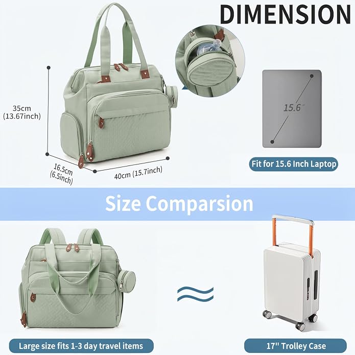 Diaper Bag with Changing Pad - Large Capacity Travel Diaper Bag Tote/Backpack for Mom and Dad - Image 2