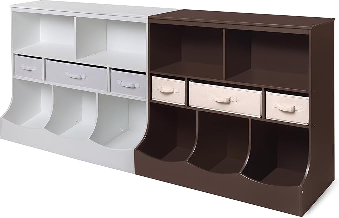 Badger Basket Combo Toy Storage Organizer and Bookshelf - Kids Storage Unit with 3 Removable Baskets, Open Shelves, Top Display Surface - White - Image 8