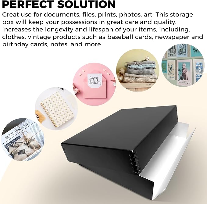 Golden State Art, Drop Front Archival Storage Box, 11.75"x15.25"x3"-Black | Acid-Free 11x14 Museum Photo Storage Box with Metal Edge, Preserve Documents, Prints, Poster, Photographs, Arts And Crafts - Image 7