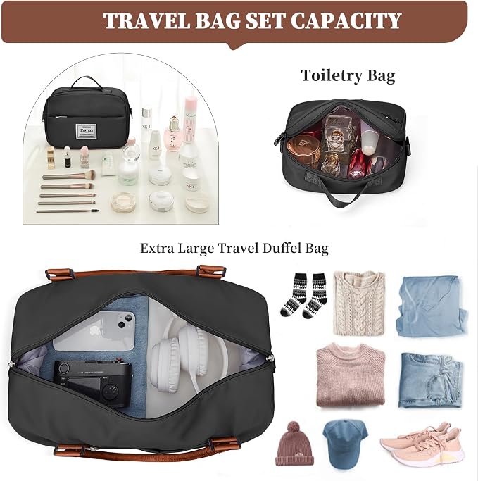 Weekender Bags for Women, Carry-On Overnight Travel Duffel Bag | Travel Bag with Shoes Compartment & Toiletry Bag, Extra Large - Image 2