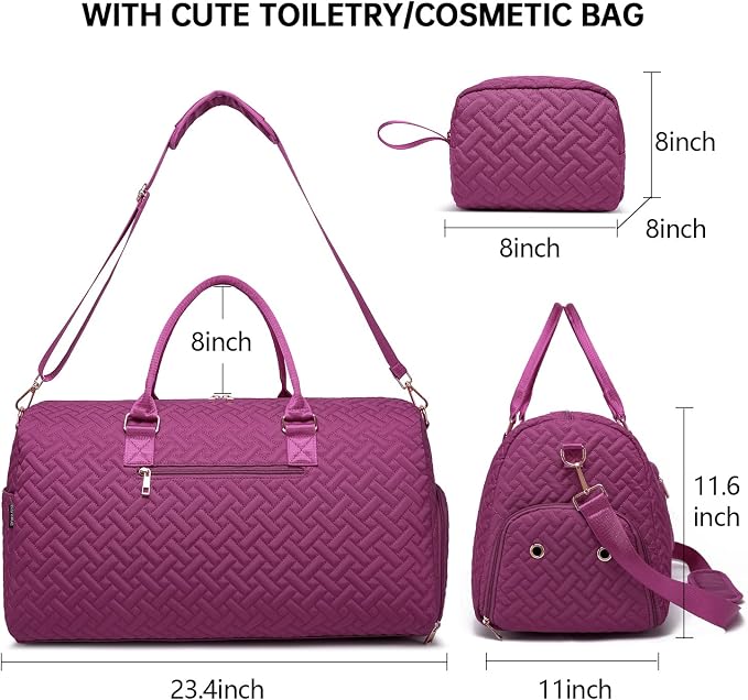 Duffle Bag for Travel, Weekender Bag with Shoe Compartment, Carry On Overnight Bag for Women with Toiletry Bag, Gym Bag with Wet Pocket, Hospital Bags for Labor and Delivery Beige - Image 4
