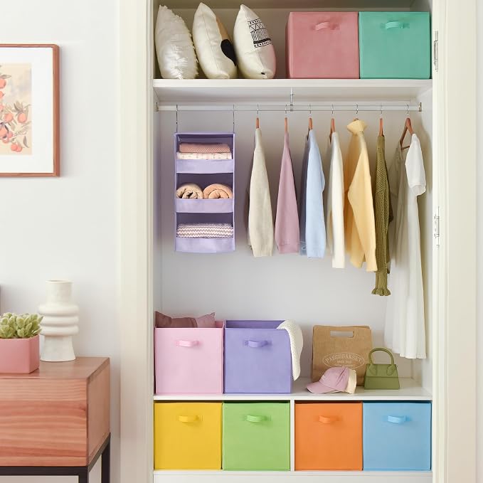 GRANNY SAYS 13 Inch Cube Storage Bins, Pastel Color, 8-Pack | Collapsible, Colorful Cube Organizers with Thickened Base Plate, Sturdy Handles, Decorative Baskets for Shelves, Closet - Image 2