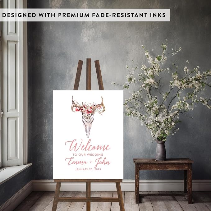 Andaz Press Custom Large Canvas Wedding Guest Book Alternative, 16 x 20 Inches, Boho Woodland Vertical Personalized Sign Our Canvas Guest Book Signs for Wedding Rustic Woodland Boho Theme Events - Image 3
