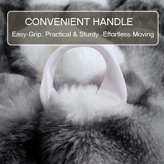 Fluffy Faux Rabbit Fur Bean Bag Chair Cover(No Filler),Cozy Shaggy Bubble Stuffed Animal Storage Large Bean Bag Cover for Bedroom Living Room,Fuzzy Bean Bag Cover Girls Teens Adult,Black/White - Image 7