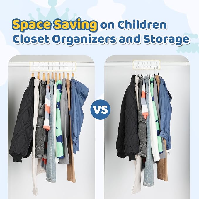 Premium 14 Inch Kids Hangers 50 Pack, Baby Velvet Hanger Non Slip | Black Space Saving Felt Hangers Clothes Organizers for Closet with 360° Swivel Hook for Children, Toddler & Teens - Image 3