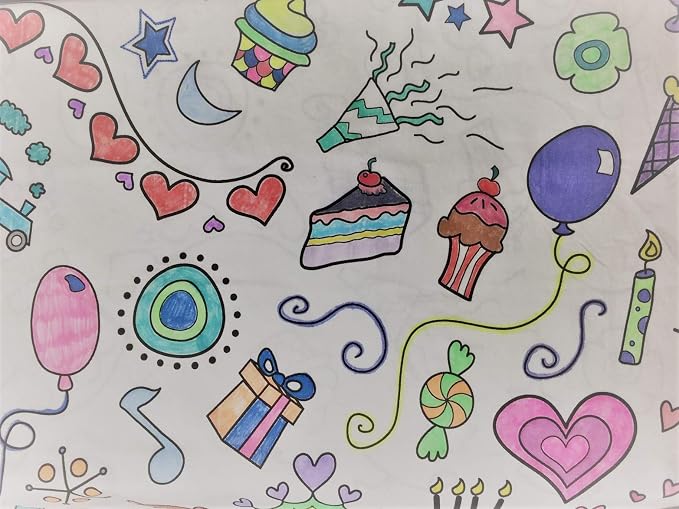 Birthday/Celebration Design – Square Tablecloth 60”X60” - Interactive Coloring Tablecloth for Kids – Poly/Cotton Fabric - Washable and Reusable – DIY Coloring Activity for Children and Adults - Image 7