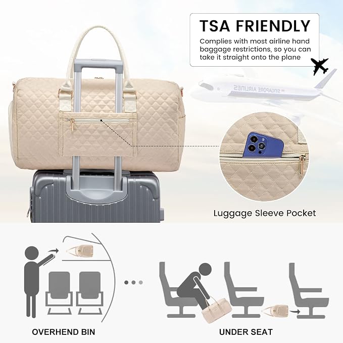 LOVEVOOK Travel Duffle Bag,Weekender Bags for Women Overnight Bag with Shoe Compartment, Carry on with Toiletry Bag,Duffel Bag with Wet Pocket,Hospital Bags for Labor and Delivery - Image 4