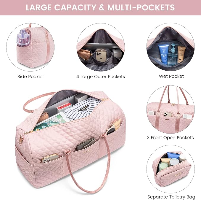 LOVEVOOK Travel Duffle Bag,Weekender Bags for Women Overnight Bag with Shoe Compartment, Carry on with Toiletry Bag,Duffel Bag with Wet Pocket,Hospital Bags for Labor and Delivery - Image 2