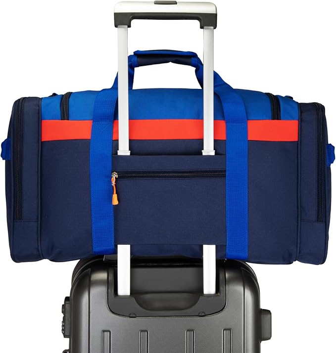 Large Kids Duffle Bag for Travel, Overnight or Weekend,Dark Blue | Roomy Size: 22.0"L x 12.0" H x 12.0"W, Made of Thick Polyester Fabric - Image 3