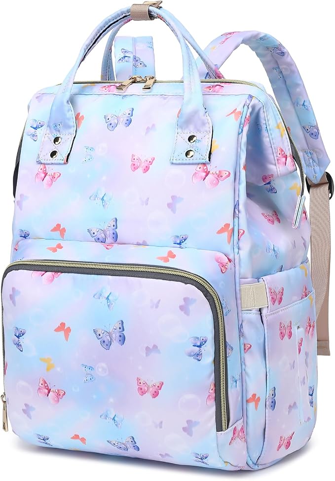 Butterfly Baby Diaper Bag Backpack for Girls Boys, Waterproof Large Maternity Nappy Bags for Mom by Xunteny