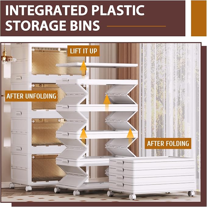 QudraKast 4-Tier Stackable Plastic Storage Bins - 37QT Stackable Storage Bins - Closet Organization and Storage, Suitable for Bedroom, Organization and Storage Boxes for Study, Toy Room, Office - Image 2