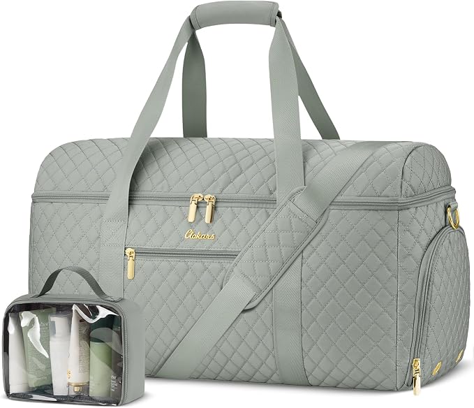 Weekender Bags for Women, Wide Open Large Travel Duffle Bag with Shoe Compartment, Overnight Hospital Bag For Women Labor Delivery, Carry on Bag Personal Item Travel Bag with Wet Pocket (Dark Green) by Unknown