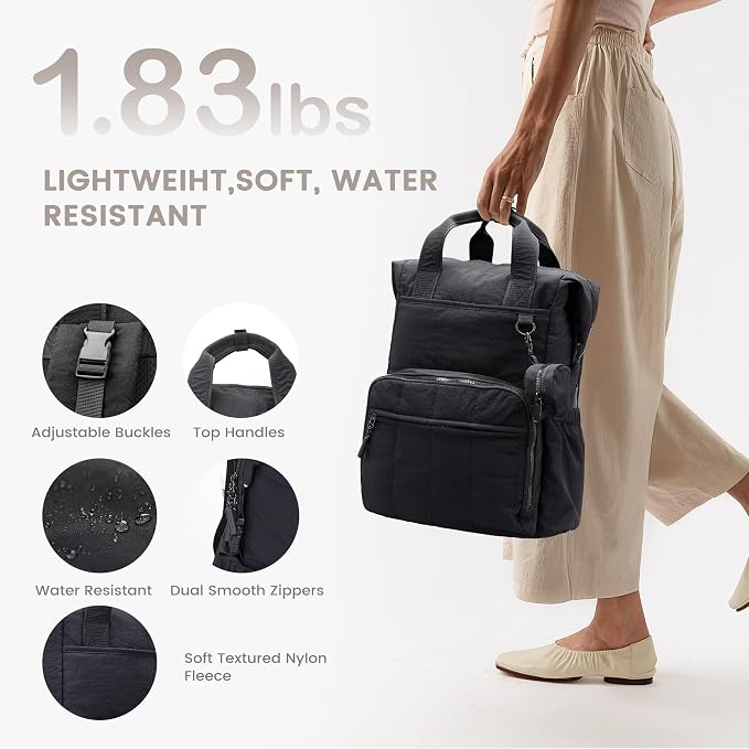 VONAL Diaper Bag Backpack, Lightweight Baby Diaper Bags, Travel Large Diaper Bag with Changing Station, Black Diaper Backpack for Boys Girls Newborn with Insulated Pockets, Stroller Straps - Image 5