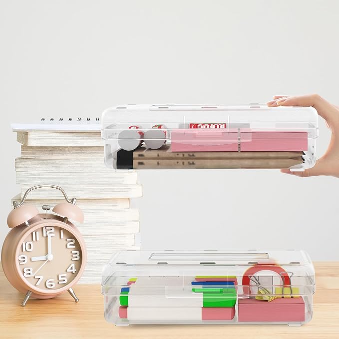 24pcs Pencil Cases Boxes Clear Pencil Case Organizer Plastic Pencil Case Marker Storage Organizer Clear Pencil Box Large Capacity Pencil Case Bulk - Image 3