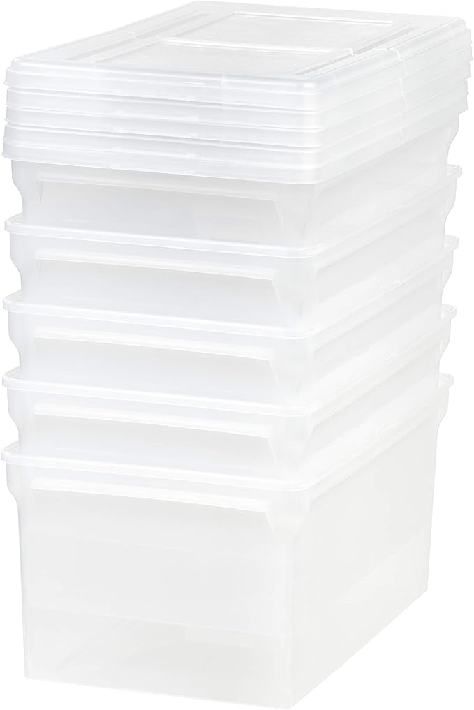 IRIS USA 5-Pack 44 Qt. Letter File Box with Hinged Lid, Clear | Organize lesson plans, classroom files and teaching materials with secure storage for teachers, schools and educators - Image 4